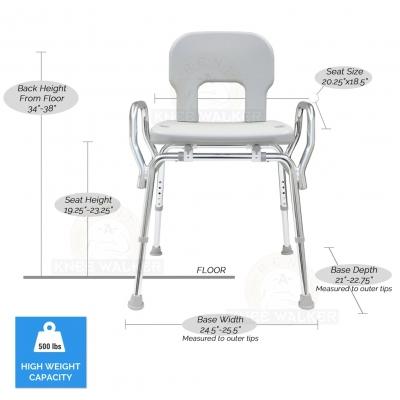 Shower Chair with Back and Arms, Bariatric 500lbs large photo 3